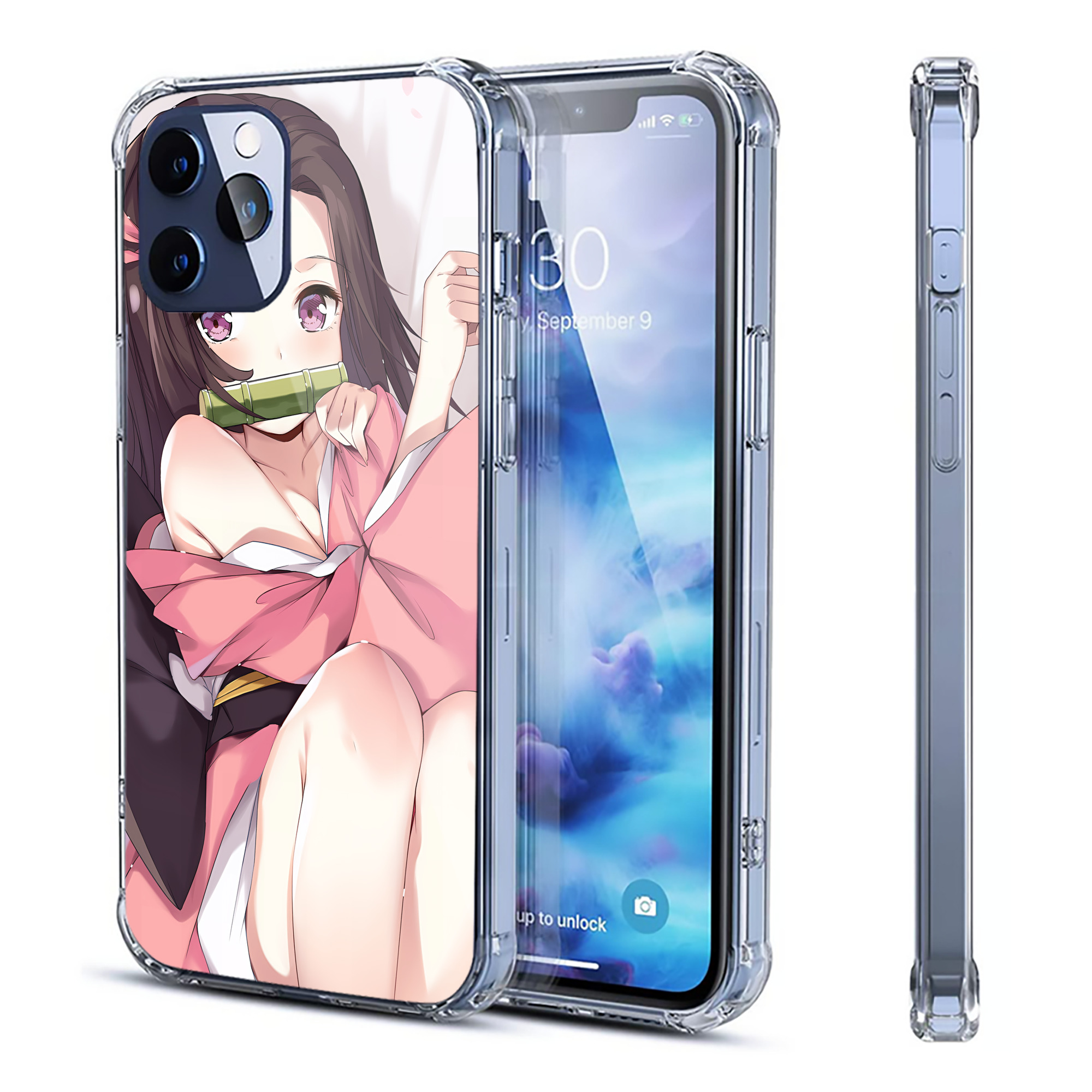 （画像用） 鬼滅の刃（きめつのやいば）竈門 禰󠄀豆子／かまど ねずこ Kamado Nezuko 【iPhone 12シリーズ対応】透明スマホケース（クリアソフトケース）